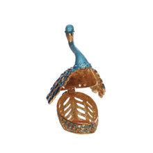 Enameled Metal Swan Shaped Trinket Box w/ Jewels, Gold Finish & Blue