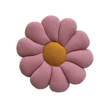 Round Cotton Knit Flower Shaped Pillow, Pink & Yellow