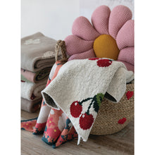 Round Cotton Knit Flower Shaped Pillow, Pink & Yellow