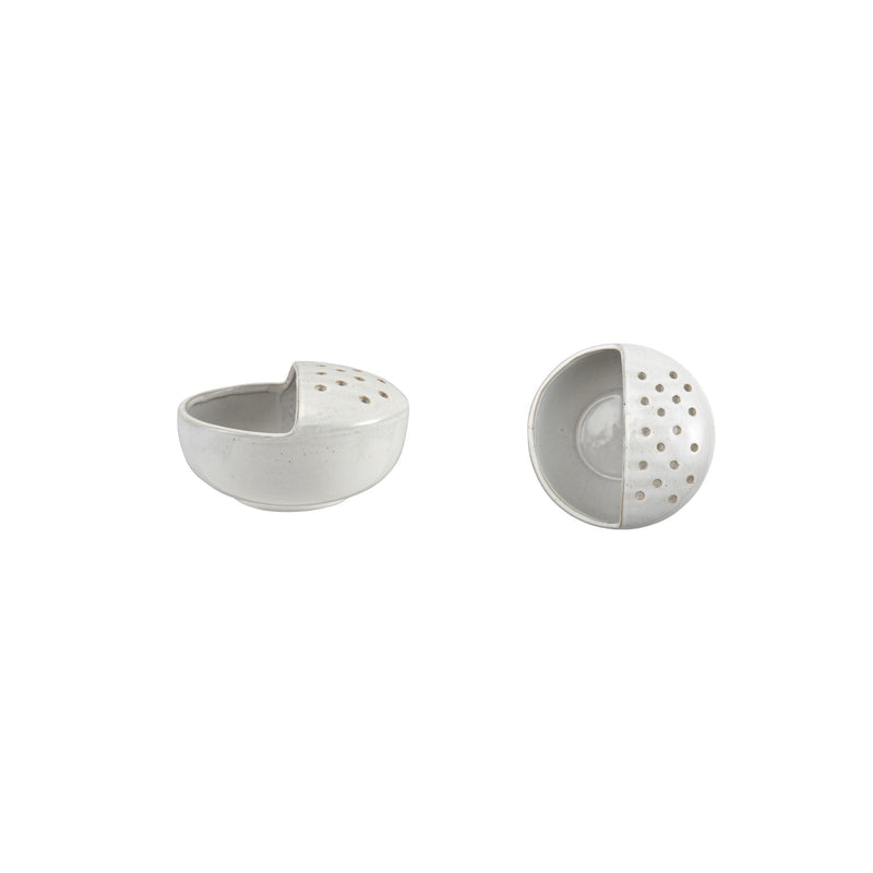 Round x 4"H Stoneware Strainer Bowl, White (Each One Will Vary)