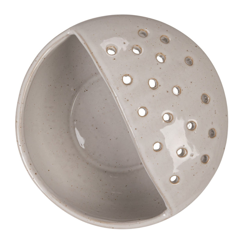Round x 4"H Stoneware Strainer Bowl, White (Each One Will Vary)