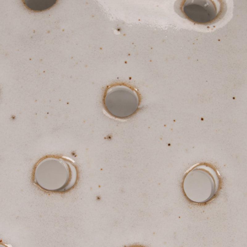 Round x 4"H Stoneware Strainer Bowl, White (Each One Will Vary)