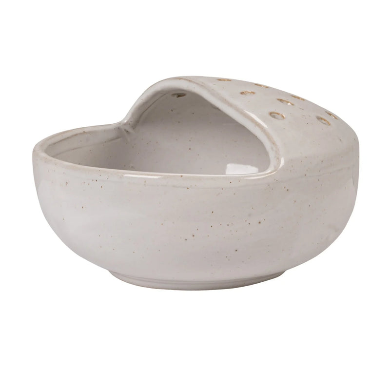 Round x 4"H Stoneware Strainer Bowl, White (Each One Will Vary)