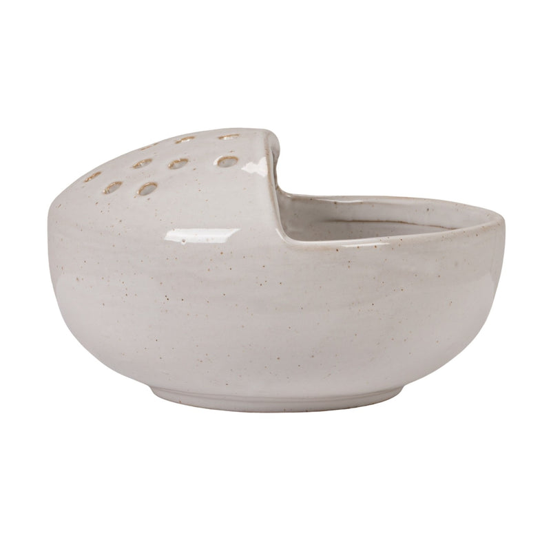 Round x 4"H Stoneware Strainer Bowl, White (Each One Will Vary)