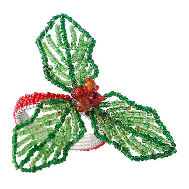 Beaded Holly Napkin Ring