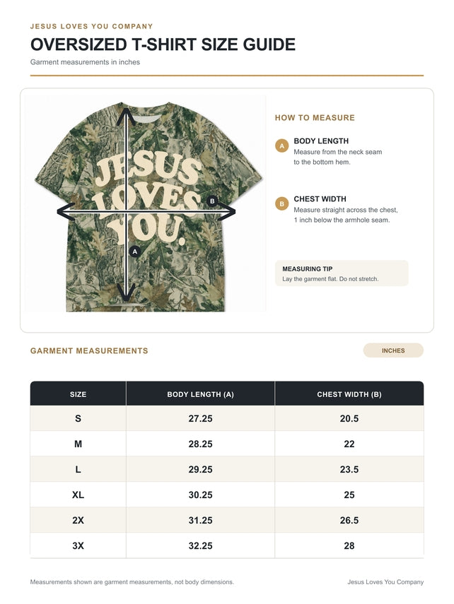 Jesus Loves You Tee | Heavyweight Midnight Oak Camo Tee Oversized