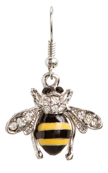 Silver Glass Bee Earring