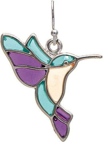 Silver Multicolor Bird Epoxy Color Earring
