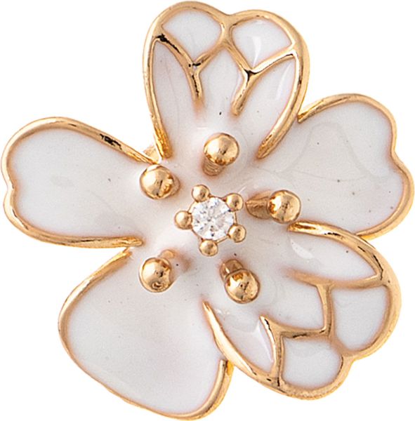 Gold White Posy Flower Post Earring