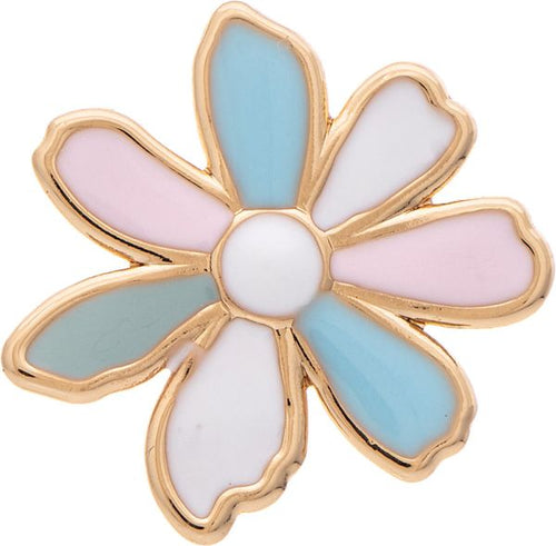 Gold Blue Pink White Pastel Enamel Flower Post Earring
