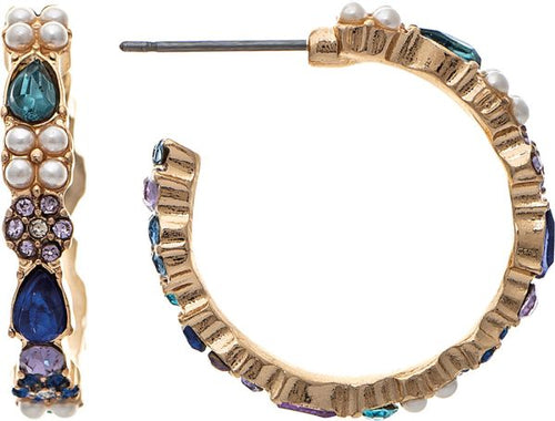 Gold Multicolor Crystal Bits & Baubles Post Hoop Earring