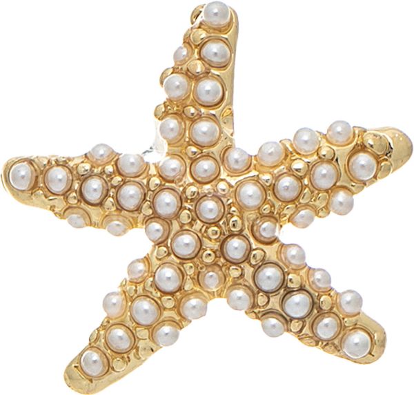 Gold Pearl Pave Starfish Post Earring