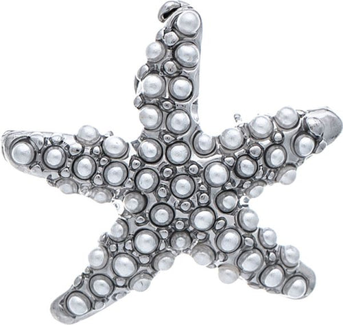 Silver Pearl Pave Starfish Post Earring