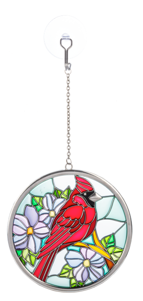 Cardinal Stained Glass Window Hanging