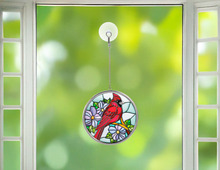 Cardinal Stained Glass Window Hanging