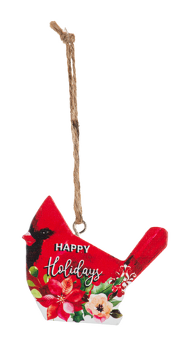 Cardinal Ornament - Happy Holidays