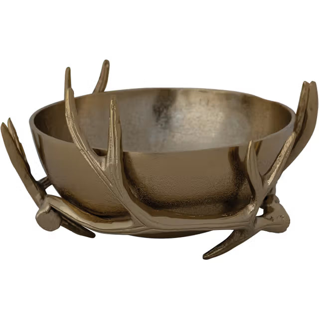Cast Aluminum Antler Shaped Stand with 9-1/2" Round x 4-1/4"H Removable Bowl