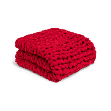 Chunky Knit Throw Blanket - Cranberry