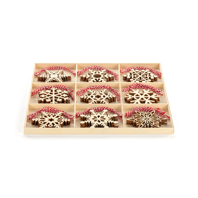 Large Wood Snowflake Ornament Set - 32 pcs