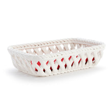 Gather 'Round Holiday Ceramic Bread Basket With Red Tea Towel