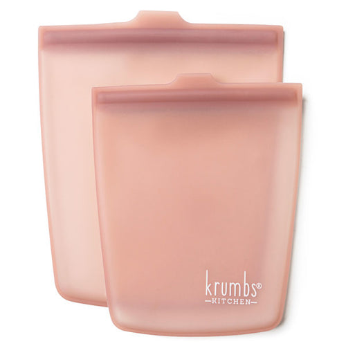 Krumbs Kitchen Coral Silicone Storage Bags 2pack
