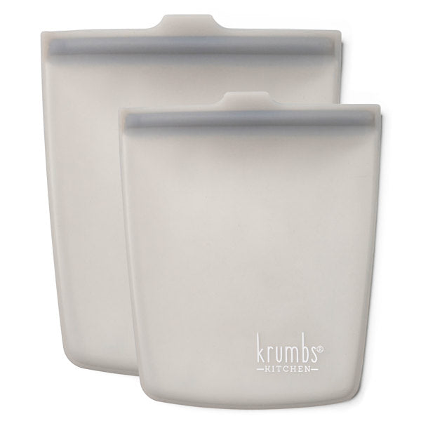 Krumbs Kitchen Grey Silicone Storage Bags 2pack