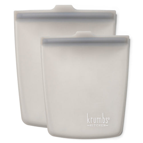 Krumbs Kitchen Grey Silicone Storage Bags 2pack