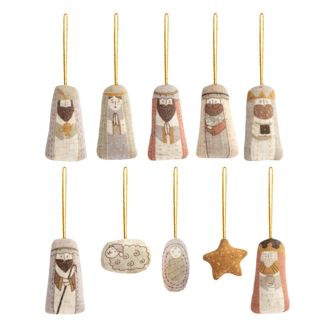 Children's Plush Nativity Ornaments - Set of 10