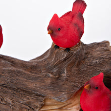Solar Cardinal Family On Wooden Log, 5"H