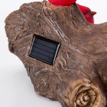 Solar Cardinal Family On Wooden Log, 5"H