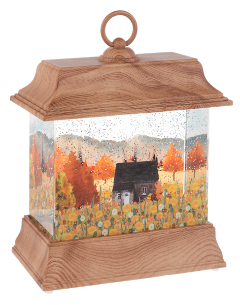 LED Light Up Shimmer Harvest Scene Lantern