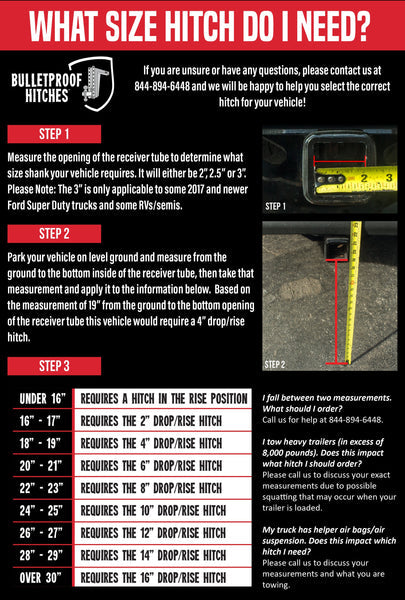 BulletProof 2.5" Heavy Duty 8" Drop/Rise Hitch