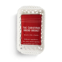 Gather 'Round Holiday Ceramic Bread Basket With Red Tea Towel