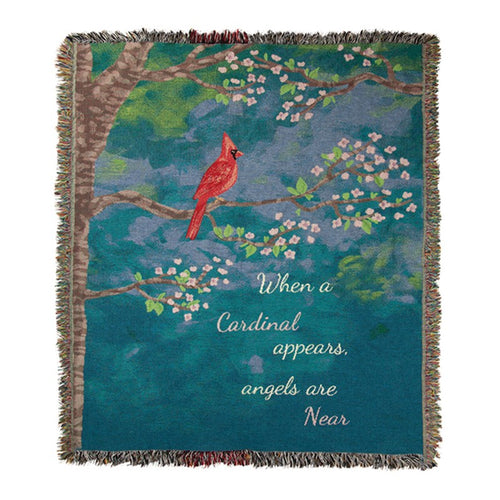 When A Cardinal Appears Light Tapestry Throw