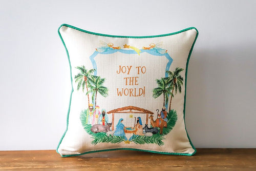 Joy to the World Nativity Pillow