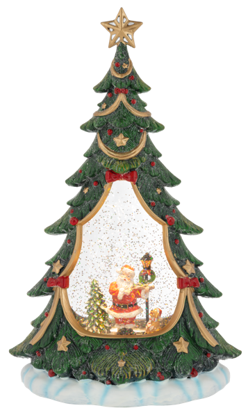 LED Light Up Shimmer Tree with Santa Figurine