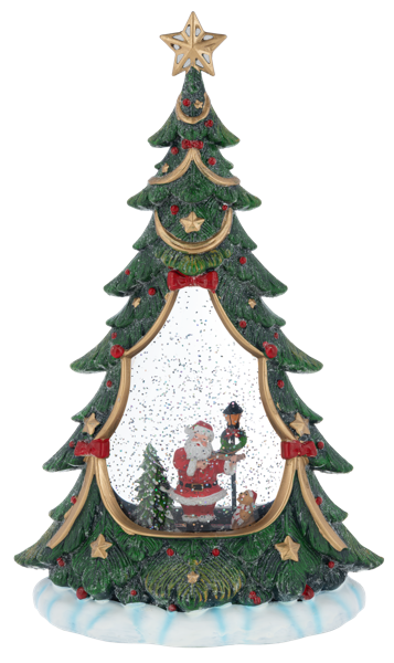 LED Light Up Shimmer Tree with Santa Figurine