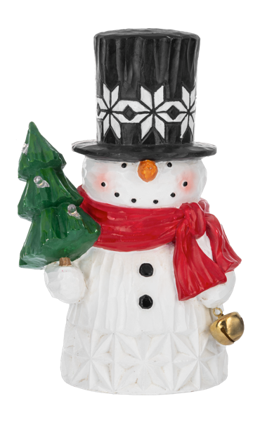 LED Light Up Scandinavian Snowman with Tree Figurine