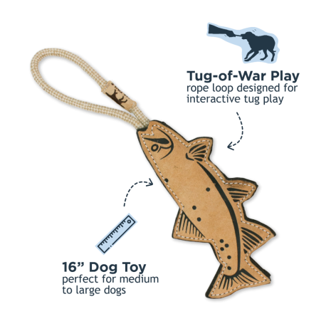 Natural Leather Trout Tug Dog Toy
