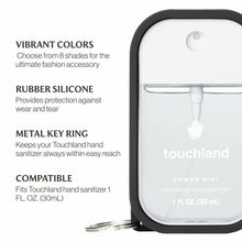 Touchland Hand Sanitizer Mist Case 1FL. OZ., Protective and Stylish Hand Sanitizer Spray Accessory, Silicone Case with Keyring, Jet Black