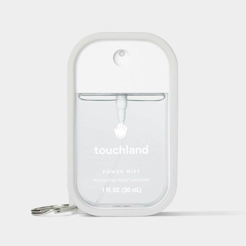 Touchland Hand Sanitizer Mist Case 1FL. OZ., Protective and Stylish Hand Sanitizer Spray Accessory, Silicone Case with Keyring, Icy White