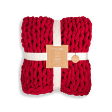 Chunky Knit Throw Blanket - Cranberry