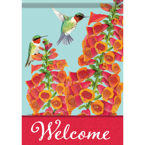 Garden Flag - Hummingbirds In Foxglove Dura Soft