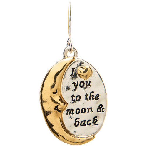 Silver Gold Love You To The Moon Earring