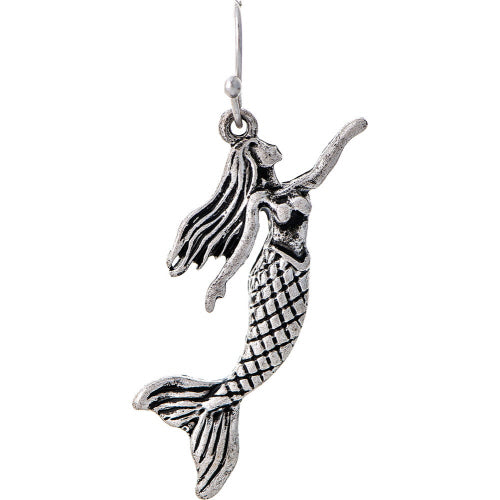 Silver Swimming Mermaid Earring