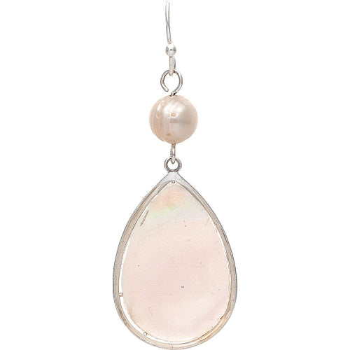 Silver Shell Pearl Teardrop Earring