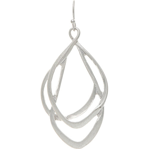 Silver Twisty Layers Ellipse Earring