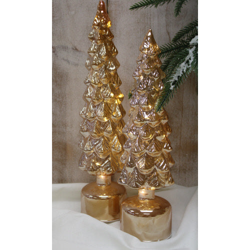 4x14.4" Gold Glass Tree, Spinning/LED/Music
