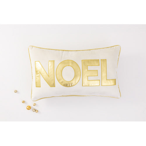 20x12" White Velvet Noel Pillow