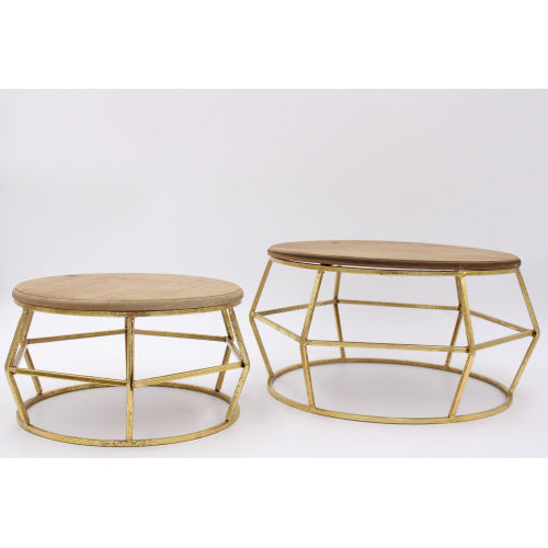 Set/2 Metal and Wood Tabletop Stands/Risers